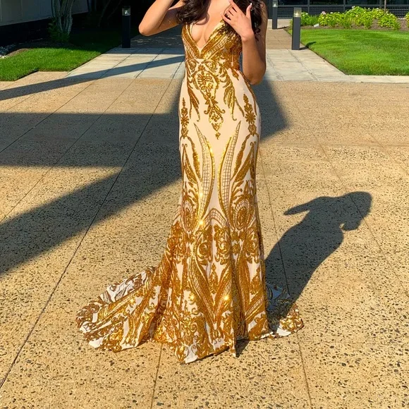 Alamour The Label | Dresses | Alamour The Label Maurita Gold Dress Prom  Formal Gown Size 2 Worn Once | Poshmark